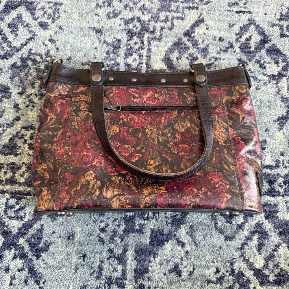 PATRICIA NASH Golden Rustic Collection Forest Arden Floral Leather Tote Bag - Picture 2 of 13